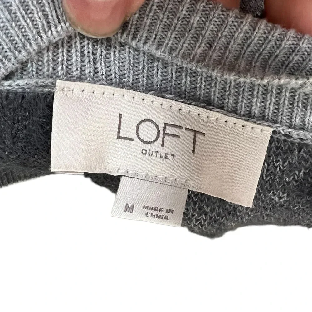 Loft • Gray Leopard Print Sweater